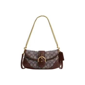 COACH Soho Coated Canvas With Leather Handbag, Shoulder Bag Women's Brown