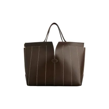 TOD'S DI Calfskin Tote Bag, Shopping Bag, Handbag Medium Size Women's Brown