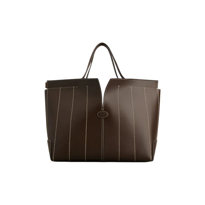 TOD'S DI Calfskin Tote Bag, Shopping Bag, Handbag Medium Size Women's Brown-0