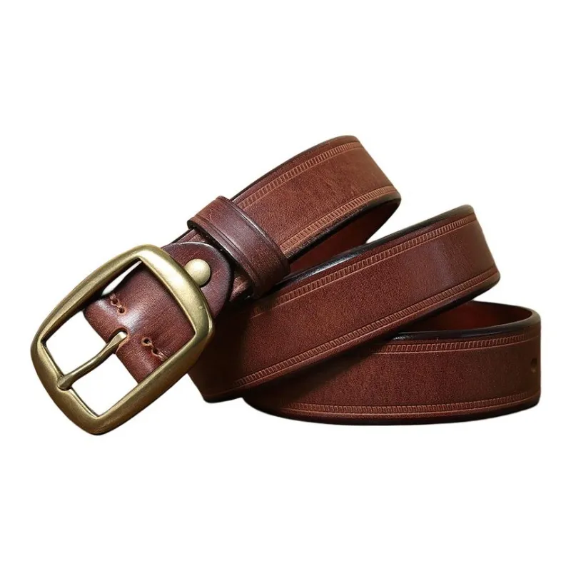 JEANSWEST Cow Leather, Genuine Leather, Copper Leather Belts Men's 3.3CM-3