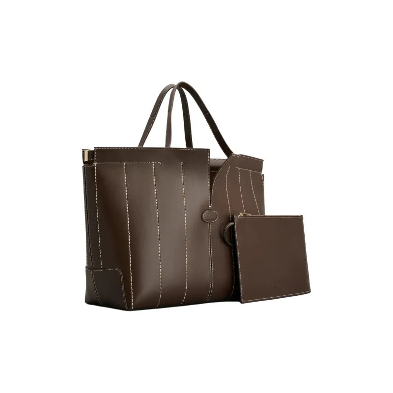 TOD'S DI Calfskin Tote Bag, Shopping Bag, Handbag Medium Size Women's Brown-1