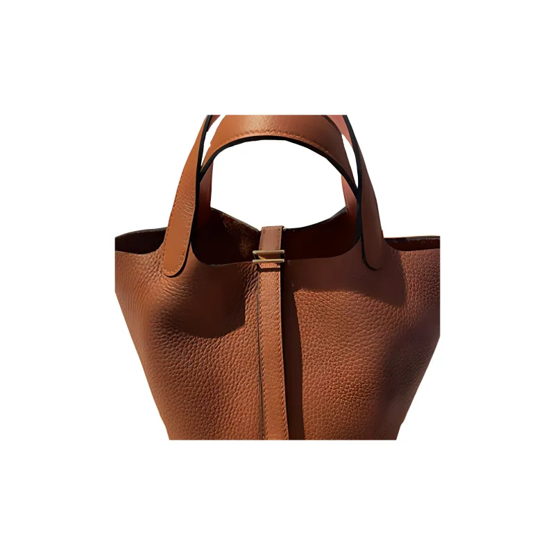 HERMES Picotin Lock Taurillon Clemence Leather Basket Bag Bucket Bag Handbag 18 Women's Pumpkin/Orange Red-1
