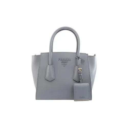 PRADA Cow Leather Crossbody Handbags Women's Gray Blue