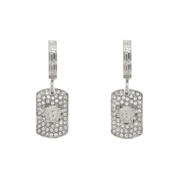 VERSACE Metal, Palladium, Crystal Earrings Women's Silver
