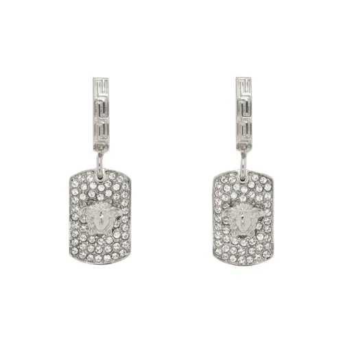 VERSACE Metal, Palladium, Crystal Earrings Women's Silver