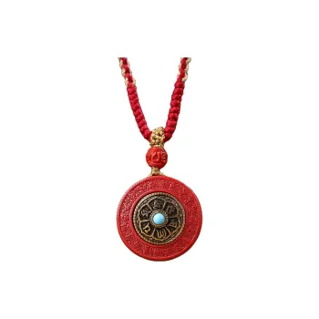 CUIJING Reconstructed Cinnabar # Good Luck, Wealth Pendant Unisex