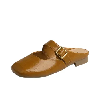 JOSINY Rubber Sole Quiet Odor Resistant Slip Resistant Quick Dry Closed Toe Slippers Women's Brown