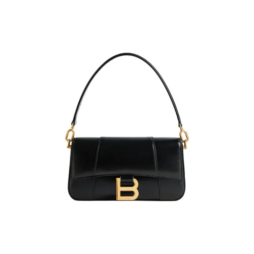Balenciaga Hourglass Calfskin Crossbody One Shoulder Handbag Small Size Women's Black