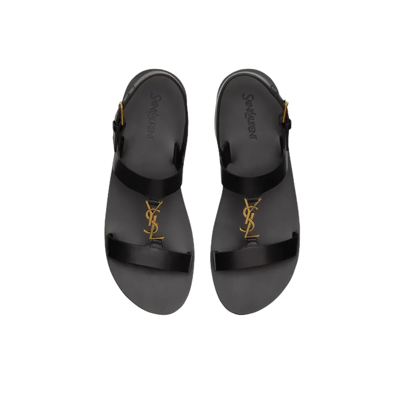 SAINT LAURENT CASSANDRE One Strap Sandals Men's Black-3