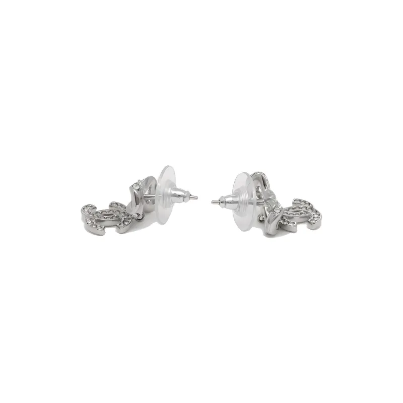 CHANEL Stud Earrings Women's Silver-2