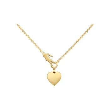 LACOSTE Stainless Steel Heart Shaped Necklace Women's Gold