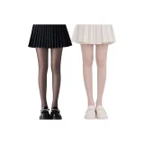 2 Pack (Solid Color Black Stockings+Solid Color White Silk)