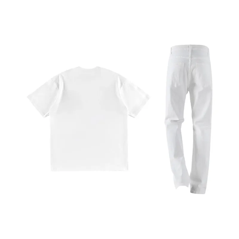 BAGE Casual Sportswear Unisex White Black Jeans-5