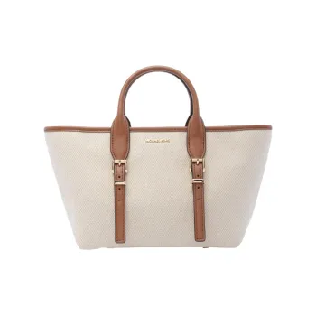 MICHAEL KORS Moore Cotton Tote Bag, Shopping Bag, Shoulder Bag, Handbag Small Size Women's Beige