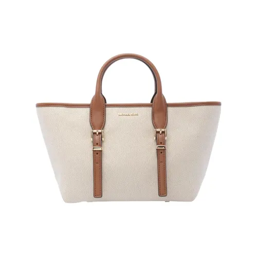 MICHAEL KORS Moore Cotton Tote Bag, Shopping Bag, Shoulder Bag, Handbag Small Size Women's Beige