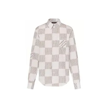 LOUIS VUITTON Damier Long Sleeved Classic Cotton Shirt