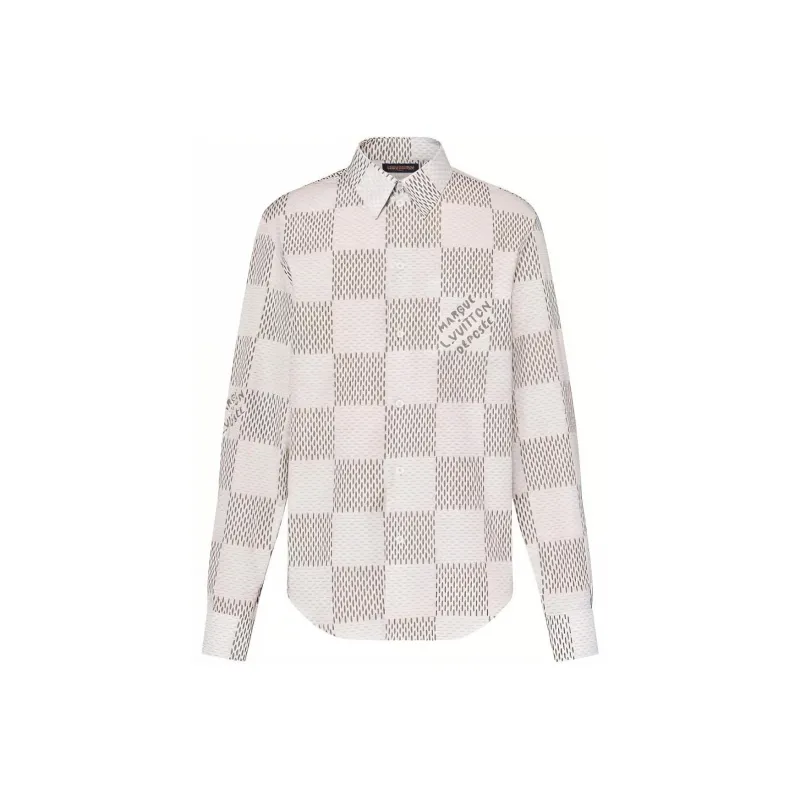LOUIS VUITTON Damier Long Sleeved Classic Cotton Shirt-0