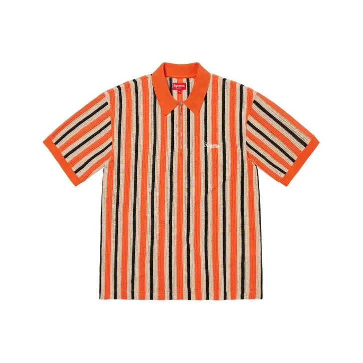 Supreme Open Knit Stripe Zip Polo-0