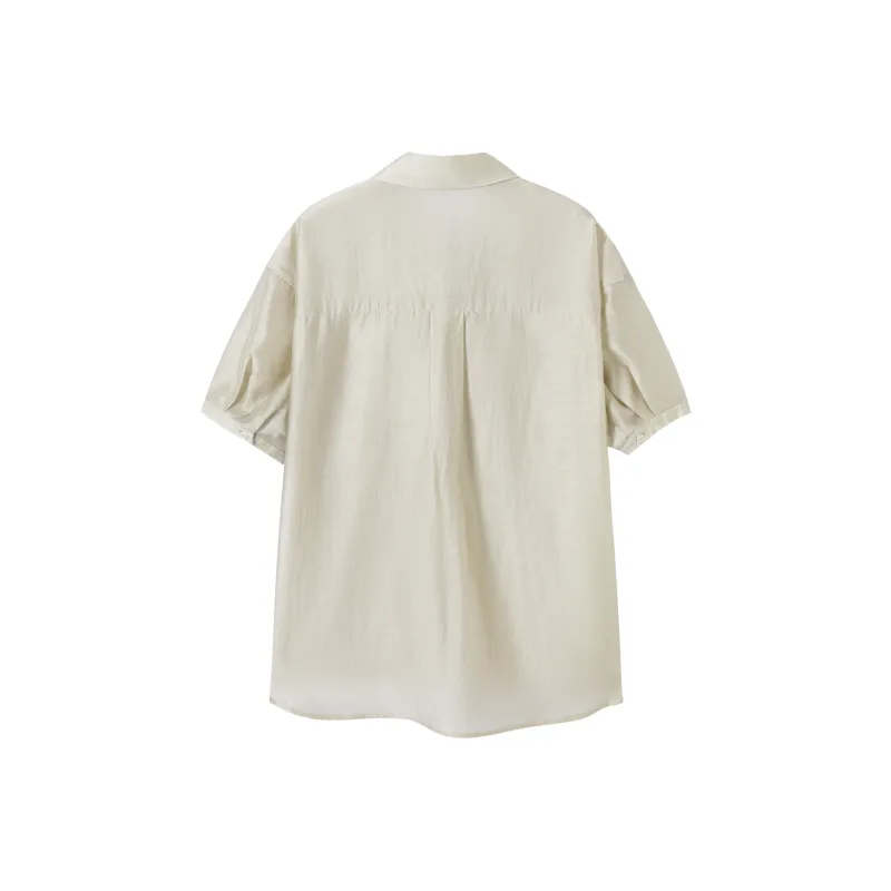 DIALOGUE Shirt Women's Light Tea Brown Green-1