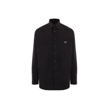 PRADA Logo Plaque Long Sleeved Shirt