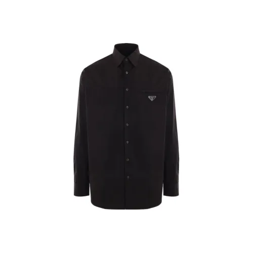 PRADA Logo Plaque Long Sleeved Shirt