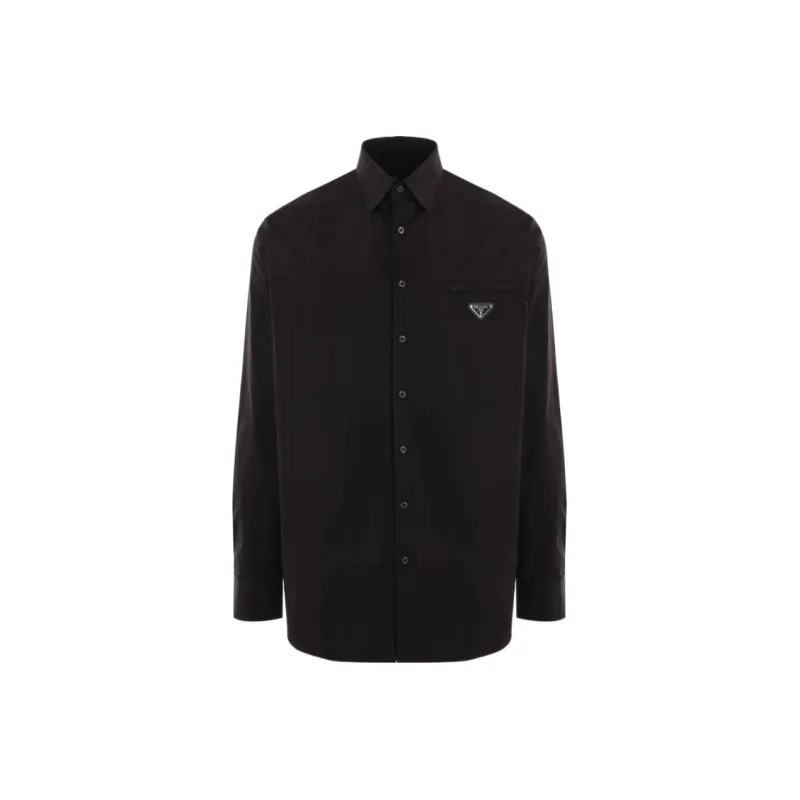 PRADA Logo Plaque Long Sleeved Shirt-0