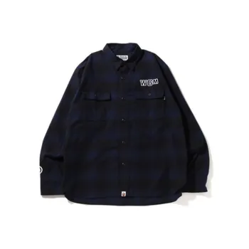 A BATHING APE Check Shark Relaxed Fit Flannel Shirt