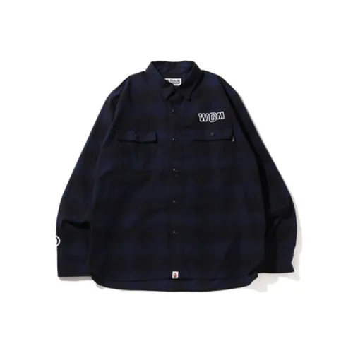 A BATHING APE Check Shark Relaxed Fit Flannel Shirt