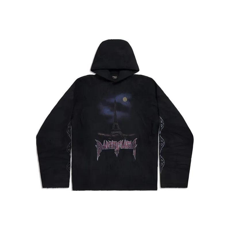 Balenciaga Paris Moon Crinkled Hoodie Large Fit-0