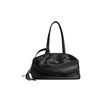 Balenciaga Calfskin Bowling Bag, Handbag, Shoulder Bag Medium Size Women's Black
