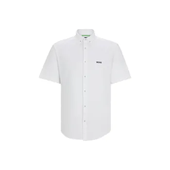 HUGO BOSS Regular Fit Shirt In Cotton Piqué Jersey Shirt Men's White