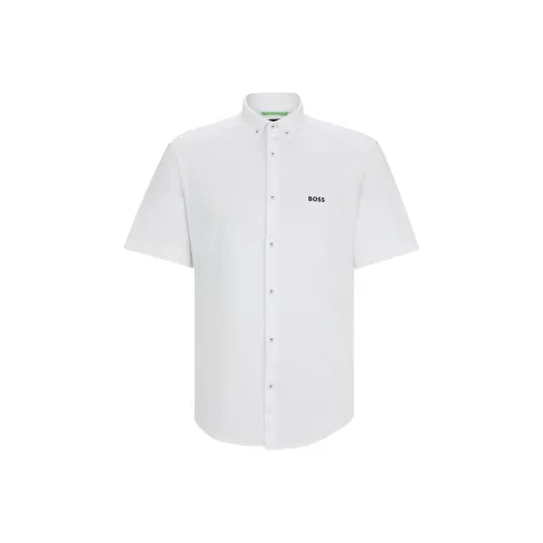 HUGO BOSS Regular Fit Shirt In Cotton Piqué Jersey Shirt Men's White