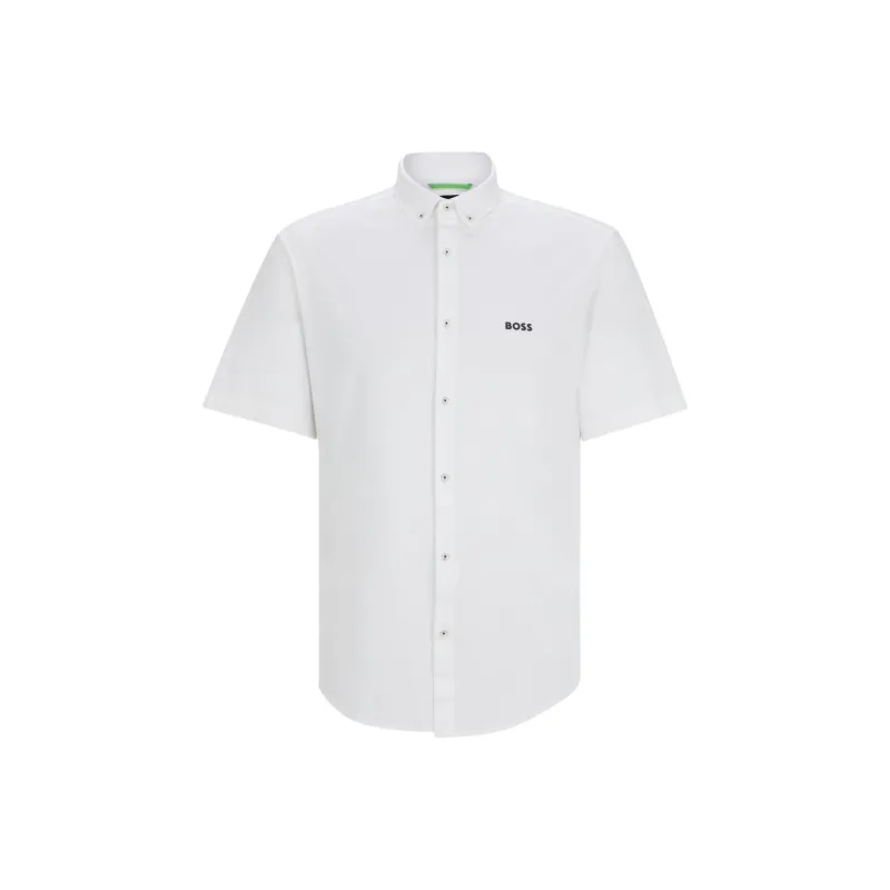 HUGO BOSS Regular Fit Shirt In Cotton Piqué Jersey Shirt Men's White-0
