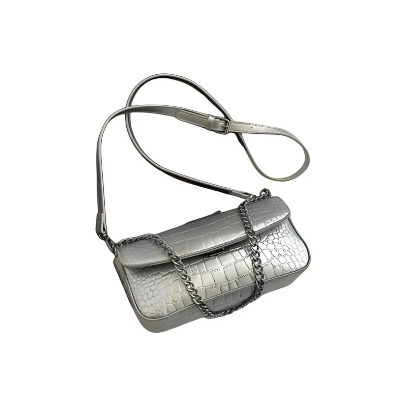 Fitchell PU Commute Small Square Shoulder Crossbody Bag Regular Women's Silver/Black/Khaki/White-1