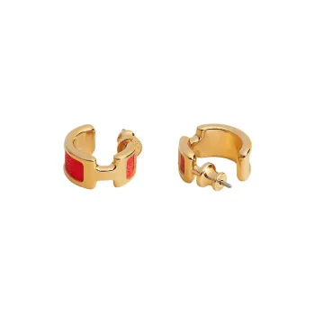 HERMES Goatskin Earrings Women's Red