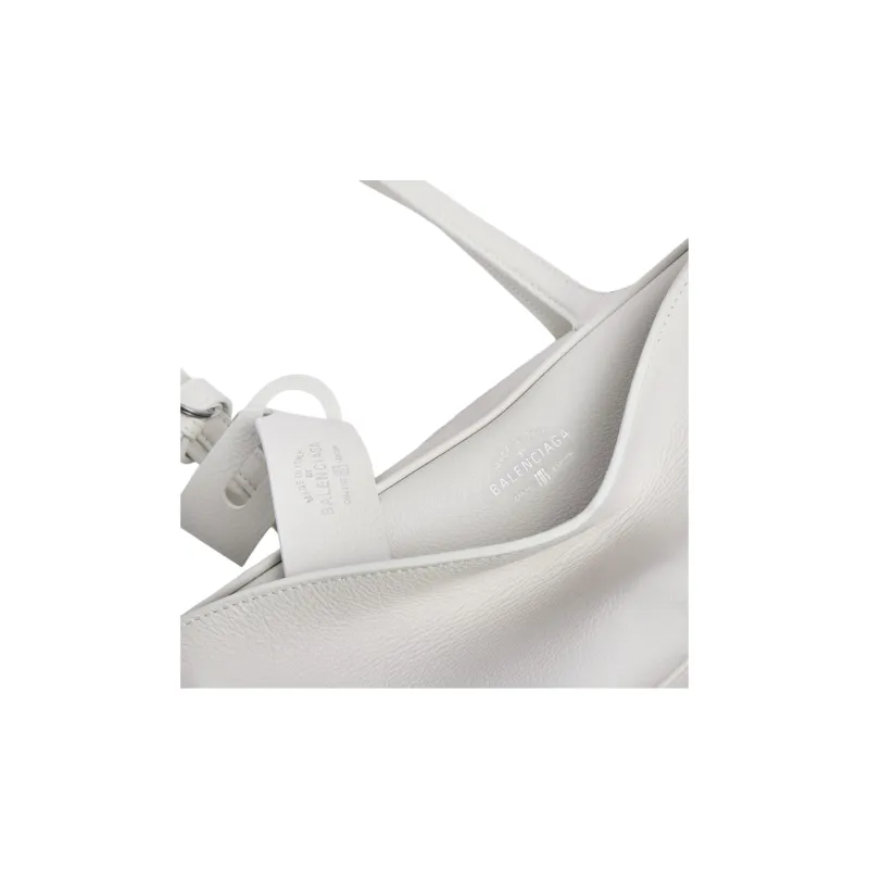 Balenciaga Cow Leather Bowling Bag, Handbag, Shoulder Bag Trumpets Women's White-4