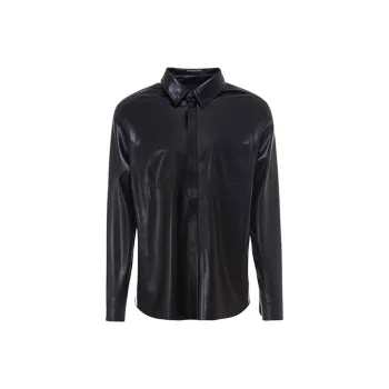 NANUSHKA Fringed Faux-leather Shirt Jacket