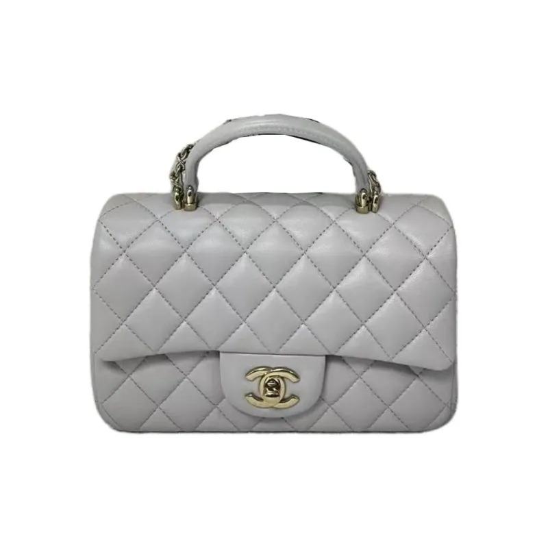 CHANEL Classic Flap CF Leather Lid Bag Shoulder Bag Crossbody Bag Handbag Women's Gray-0