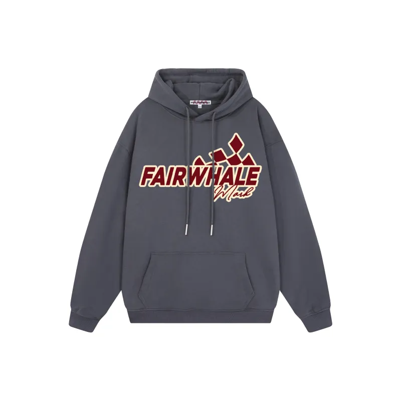 FAIRWHALE Letter Print Loose Fit Pullover Drop Shoulder Hoodie Unisex-9