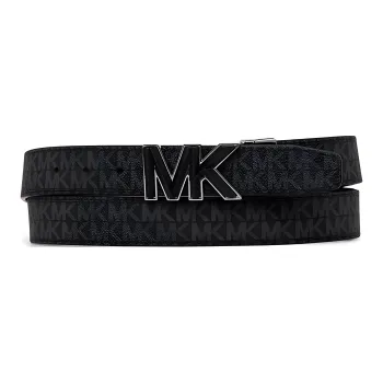 MICHAEL KORS Logo Decoration Smooth Buckle Leather Belts Men's Black 3CM