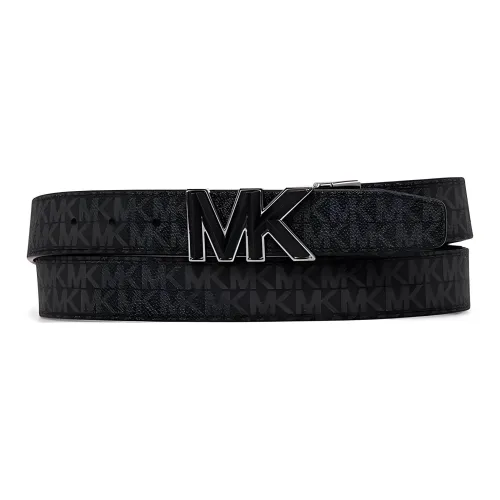 MICHAEL KORS Logo Decoration Smooth Buckle Leather Belts Men's Black 3CM