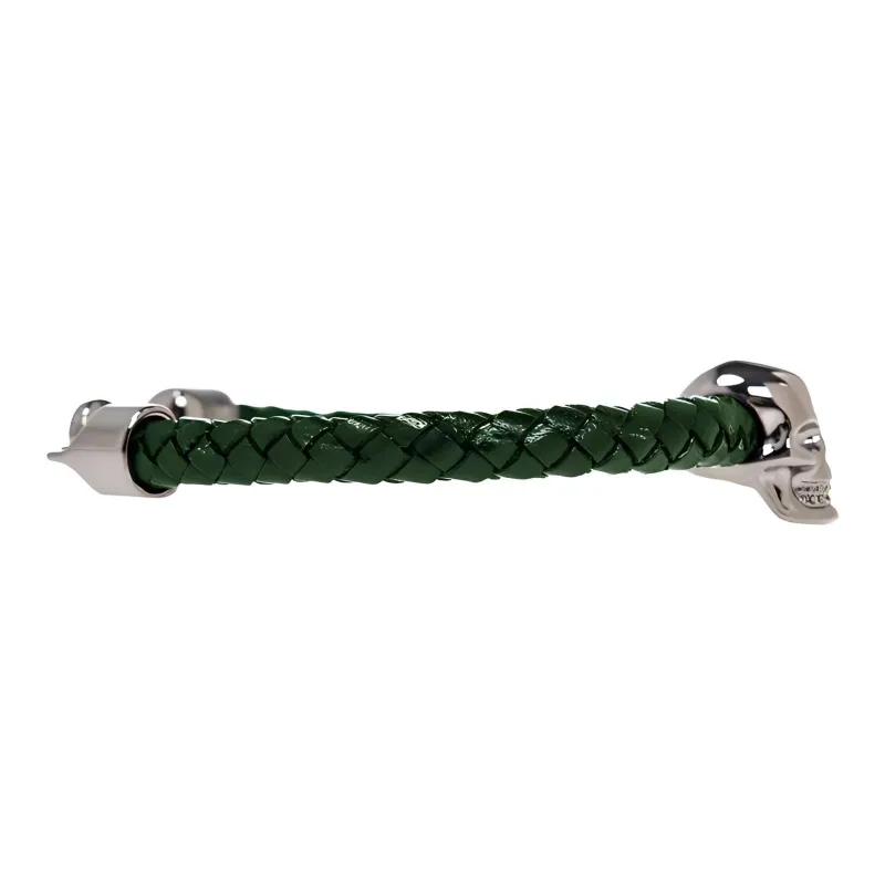 Alexander McQueen Leather Bracelets Unisex Green-1