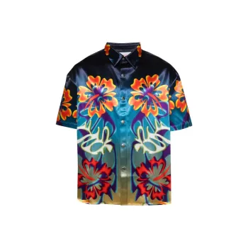 BLUEMARBLE Studded Hibiscus Short Sleeve Shirt
