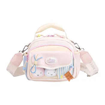 Miffy PU One Shoulder Handbags Small Size Women's Pink White/Iridescent