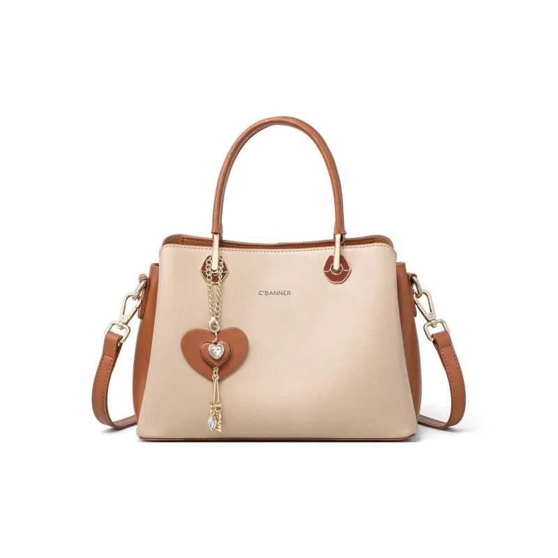 C°BANNER Cow Leather Handbag, Shoulder Bag, Crossbody Bag Regular Women's Milk Tea-2