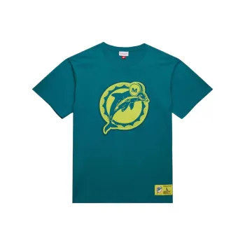Mitchell & Ness x NFL Aqua Miami Dolphins Neon Nights Premium T Shirt T Shirt Men's Lake Green