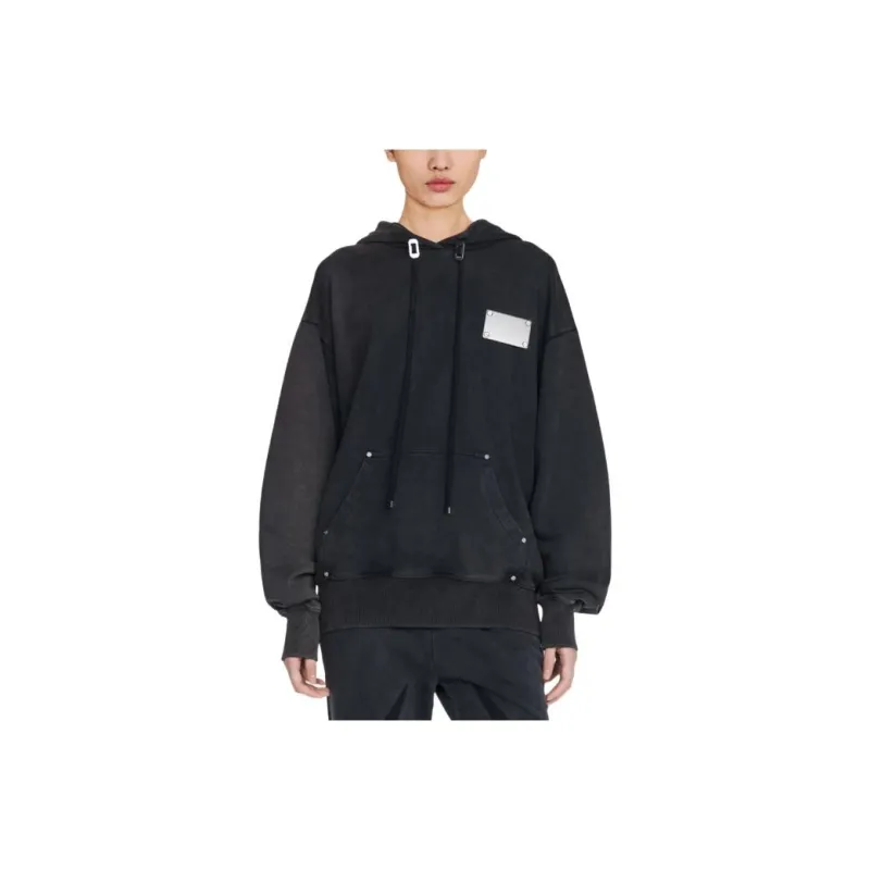 DION LEE SS24 RIVET HOODIE Sweatshirt Unisex WASHED BLACK/Washed Black-0