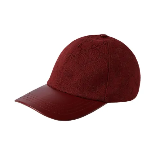 GUCCI Lambskin, Cotton Viscose, Polyester, Leather Baseball Caps Women's Red