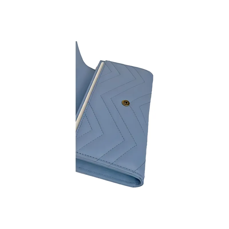 GUCCI GG Marmont Quilted Leather Wallet Clutch Women's Blue-3