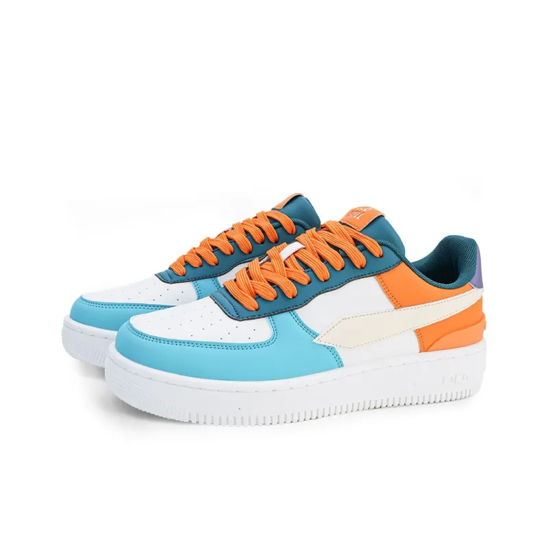 GLO BULL Abrasion Resistant Breathable Height Increasing Low Top Skateboard Shoes Unisex Orange Blue-2